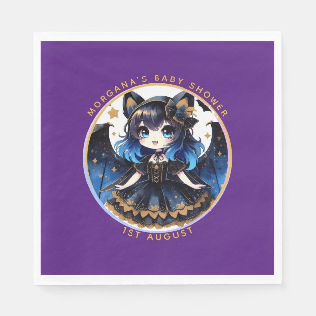 Guardanapo De Papel Partiware de Chá de Bat de gótico de Baby Girl (Frente)