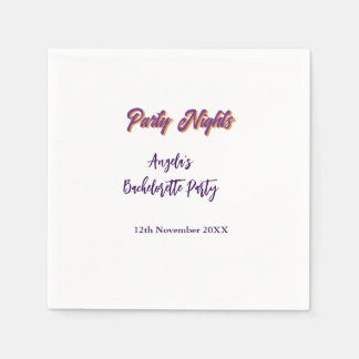 Guardanapo De Papel Party nights bachelorette party name date purple
