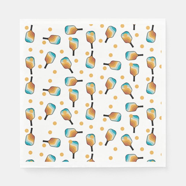 Guardanapo De Papel Pás de Pickleball Retro e Padrão de Bola (Frente)