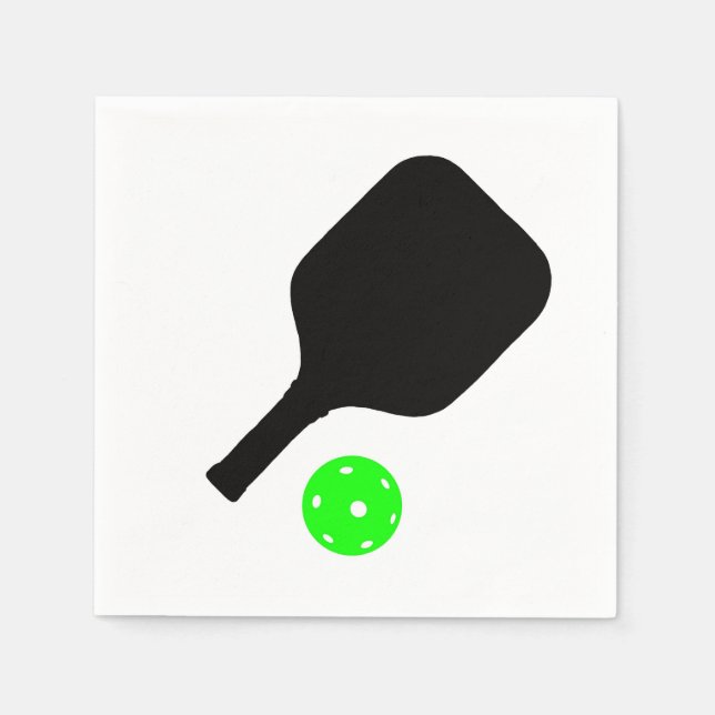 Guardanapo De Papel Pás de picleball e bolas verdes (Frente)