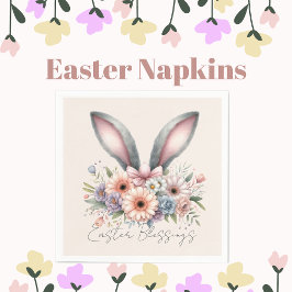 Guardanapo De Papel Páscoa Beneficia Brunch Cute Bunny Orelha Rosa