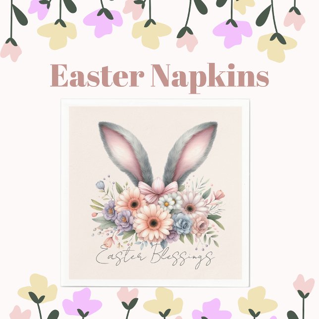 Guardanapo De Papel Páscoa Beneficia Brunch Cute Bunny Orelha Rosa (Criador carregado)