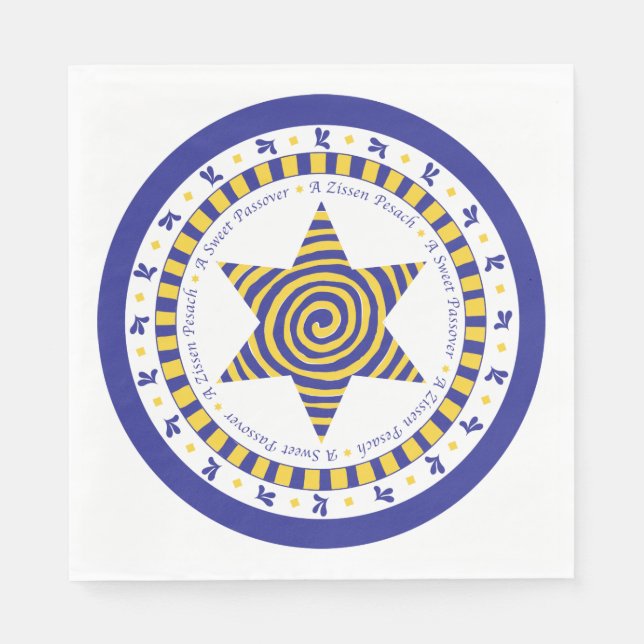 Guardanapo De Papel Páscoa Branca Padrão Napkins "Blue/Yellow Star" (Frente)