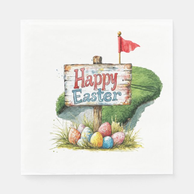 Guardanapo De Papel Páscoa de golfe para aquarela de golfe na Primaver (Frente)