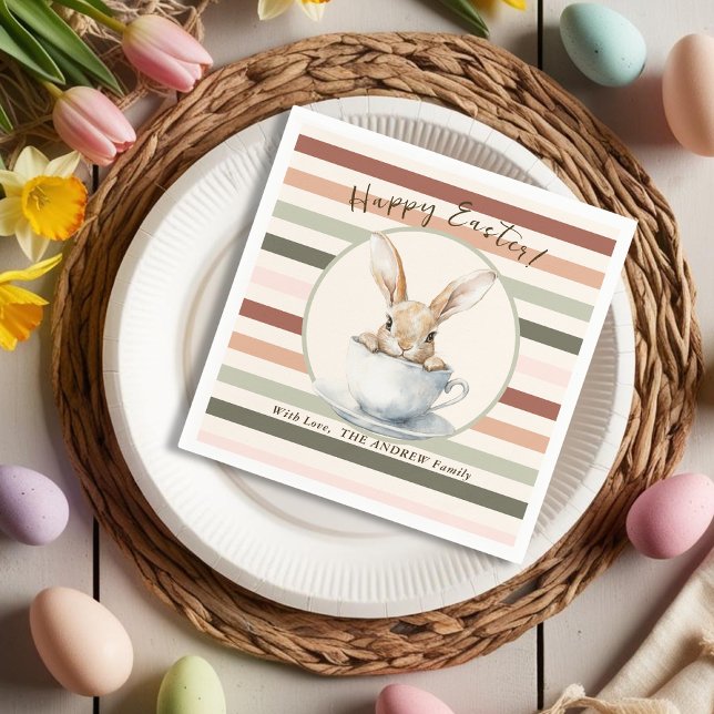 Guardanapo De Papel Páscoa de Primavera personalizada de Bunny Waterco (Watercolor Bunny Custom Spring Easter Napkins
)