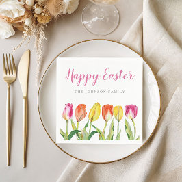 Guardanapo De Papel Páscoa Floral Tulipa Colorida Elegante Feliz