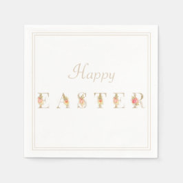 Guardanapo De Papel Páscoas Florais, rosa e bronzeada, Napkins