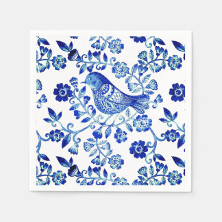 Guardanapo De Papel Pássaro Azul de Delft 🐦 floral Francês País Sctol