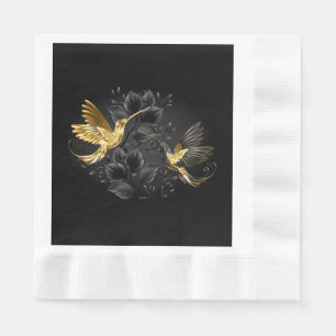 Guardanapo De Papel Pássaro Humino Negro e Dourado