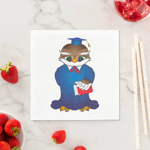 Guardanapo De Papel Pássaro Scholar Cute para Graduação de Wise Owl