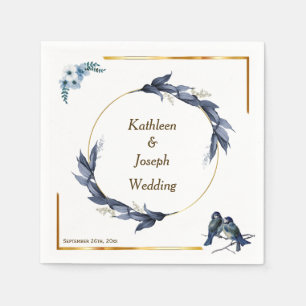 Guardanapo De Papel Pássaros Azuis Azuis Azuis Aquarelas Casamento Na