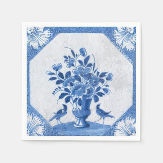 Guardanapo De Papel Pássaros Azuis de Delft florais Toile País Francês