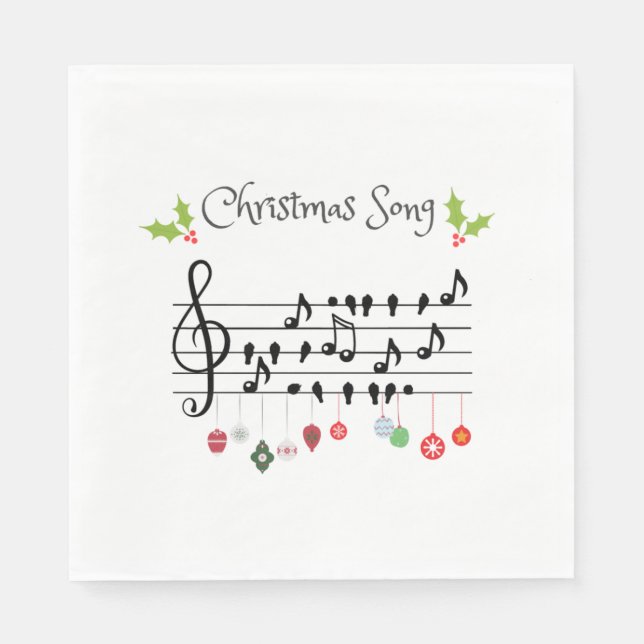Guardanapo De Papel Pássaros da canção de natal cantando (Frente)