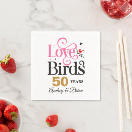 Guardanapo De Papel Pássaros do Amor Personalizados de Aniversário de