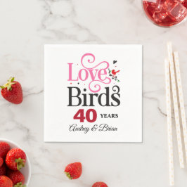 Guardanapo De Papel Pássaros do Amor Personalizados de Aniversário de