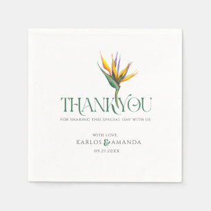 Guardanapo De Papel Pássaros do Paraíso Obrigado Typografia de Casamen