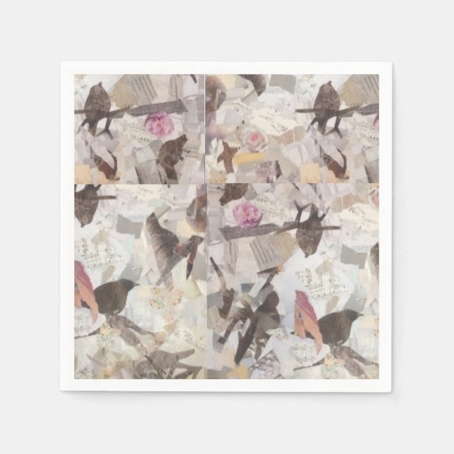 Guardanapo De Papel Pássaros e Papel Coletor de Papel Musical Napkins (Frente)