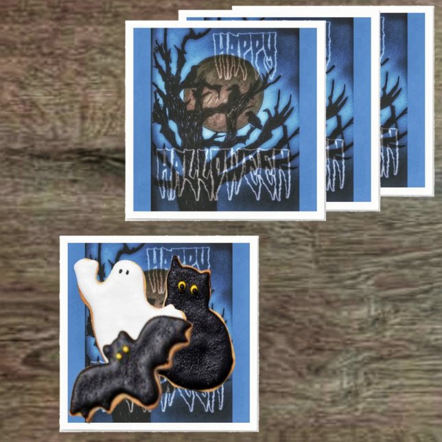 Guardanapo De Papel Pássaros Noturnos Em Observação (Throw a Halloween party, with these eery, paper napkins, it would be a hit!)