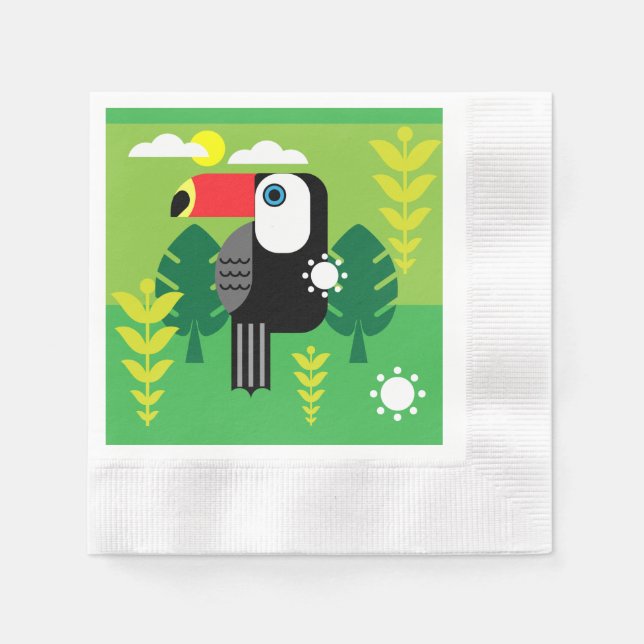 Guardanapo De Papel Pássaros tropicais tucanos (Frente)