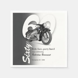 Guardanapo De Papel Passeio de Moto Clássica Cinza Rápido Aniversário