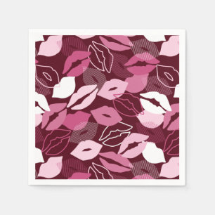 Guardanapo De Papel Passivo Lábios Rosa Vermelho Beijando Padrão
