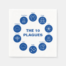 Guardanapo De Papel Passover As 10 pragas, Seder Azul e Branco