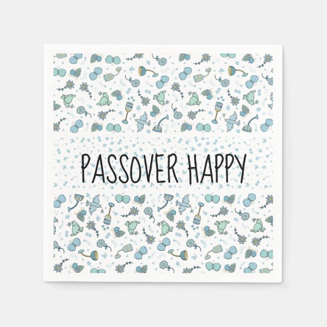 Guardanapo De Papel Passover Cocktail Napkins Whimsical Seder Patterno (Frente)