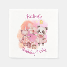 Guardanapo De Papel Pastel Animal Birthday Party Napkins