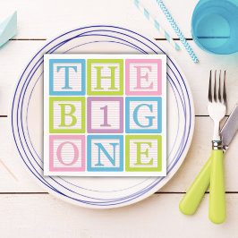 Guardanapo De Papel Pastel Block Letter Big One First Birthday Party