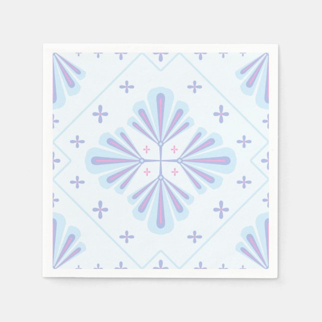 Guardanapo De Papel Pastel Blue Geometric Floral Repeat Pattern  (Frente)