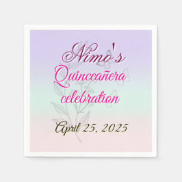 Guardanapo De Papel Pastel Botanical Quinceañera Napkins