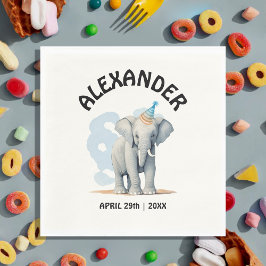 Guardanapo De Papel Pastel Bravo Cachorro Bebê Azul Elefante Selvagem