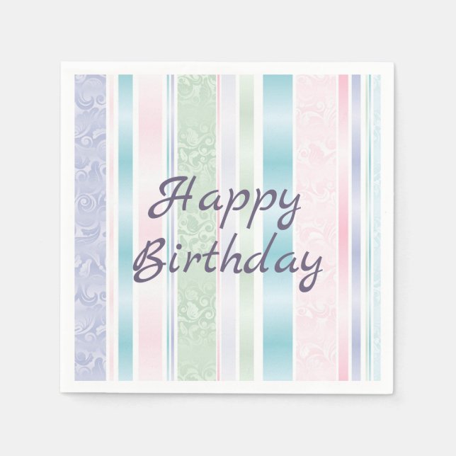Guardanapo De Papel Pastel Damask For Birthday (Frente)
