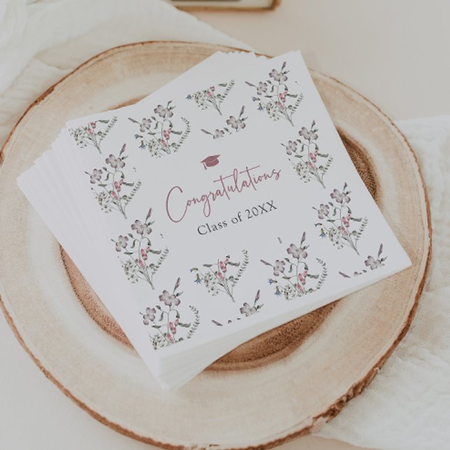 Guardanapo De Papel Pastel de Flores Selvagens (Pastel Wildflowers Graduation Napkins by Painted Paperie
)
