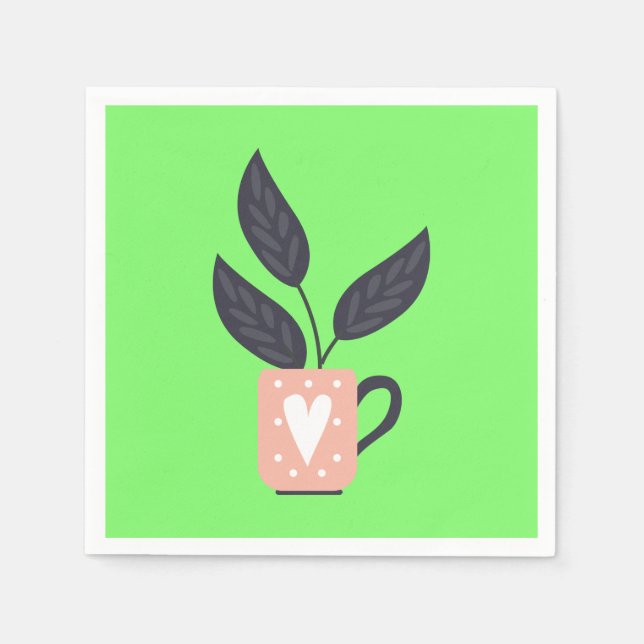 Guardanapo De Papel Pastel de plantas modernas simples (Frente)
