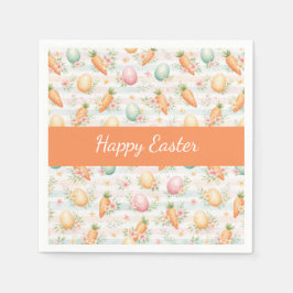 Guardanapo De Papel Pastel Easter Eggs & Carrots Watercolor Pattern 
