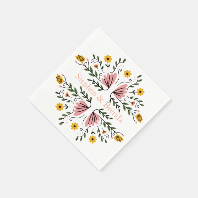Guardanapo De Papel Pastel Feminine Floral Custom Name Elegant (Canto)