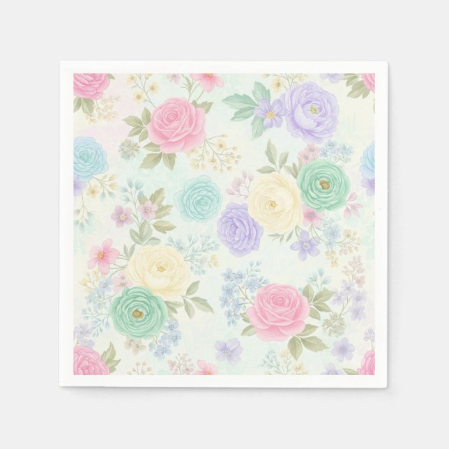 Guardanapo De Papel Pastel Floral Paper Party Napkins (Frente)