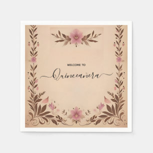 Guardanapo De Papel Pastel Font Dusty Glam Rosa Dourado Quinceanera