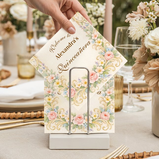 Guardanapo De Papel Pastel Garden Baroque Quinceañera (Criador carregado)