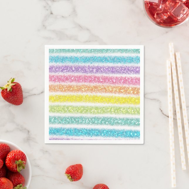 Guardanapo De Papel Pastel Glitter Rainbow (Insitu)