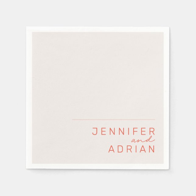 Guardanapo De Papel Pastel Mínimo Branco e Red Modern Weddi Elegante (Frente)