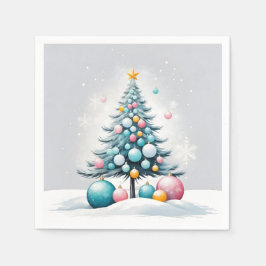 Guardanapo De Papel Pastel Natal | Ornamentos Cor-de-Rosa Azul Sobredi