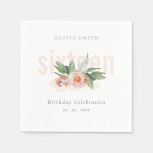 Guardanapo De Papel Pastel Peach Rosa Floral Bunch Qualquer Idade