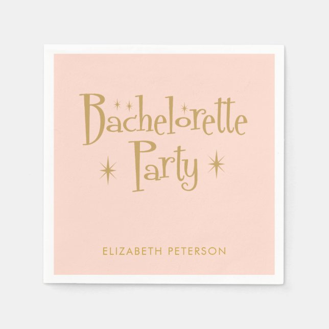 Guardanapo De Papel Pastel Peachy Retro Bachelorette (Frente)