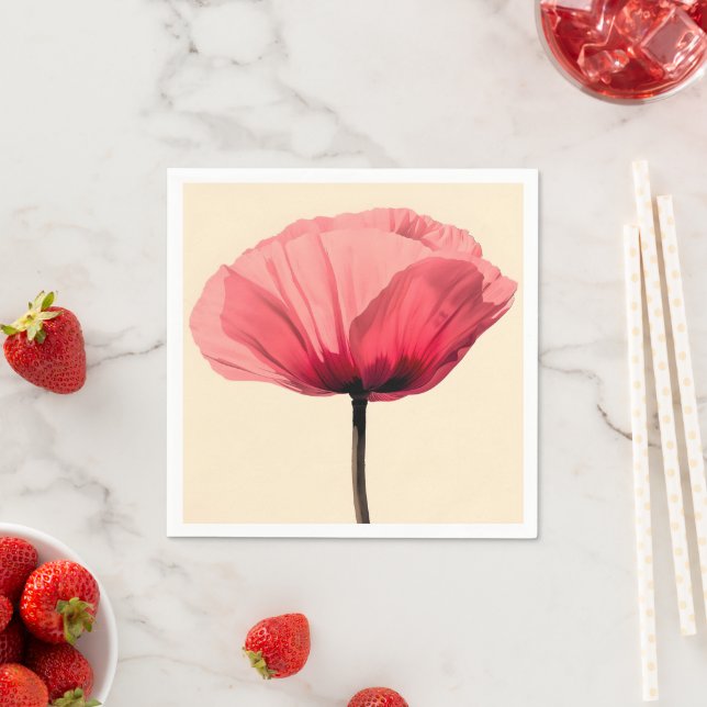 Guardanapo De Papel Pastel Poppy Bloom Minimalismo (Insitu)