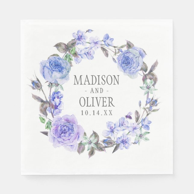 Guardanapo De Papel Pastel Purple Watercolor Floral | Casamento (Frente)