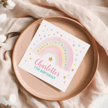Pastel Rainbow Birthday Paper Napkins