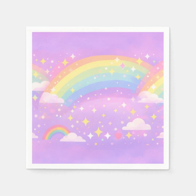 Guardanapo De Papel Pastel Rainbow Neurodivergent Party Napkins (Frente)