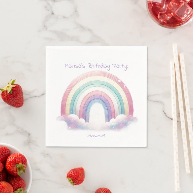 Guardanapo De Papel Pastel Rainbow Paper Napkins – Birthday Party (Insitu)